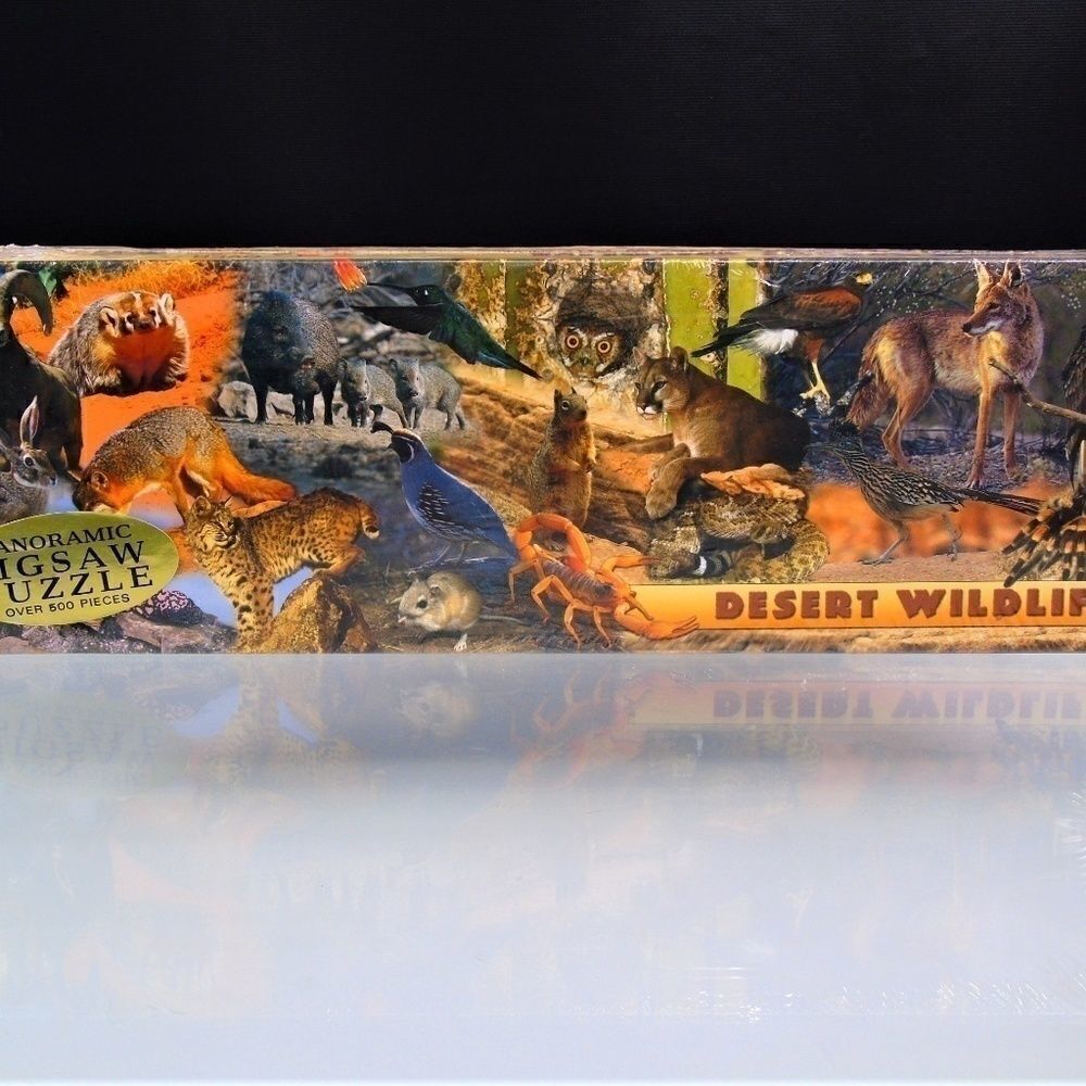 Desert Wildlife Jigsaw Panoramic Puzzle Vintage